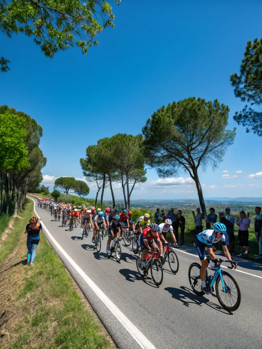 A dynamic shot of cyclists racing during the 'Tour de Bretagne', showcasing the energy and competition of the event.
